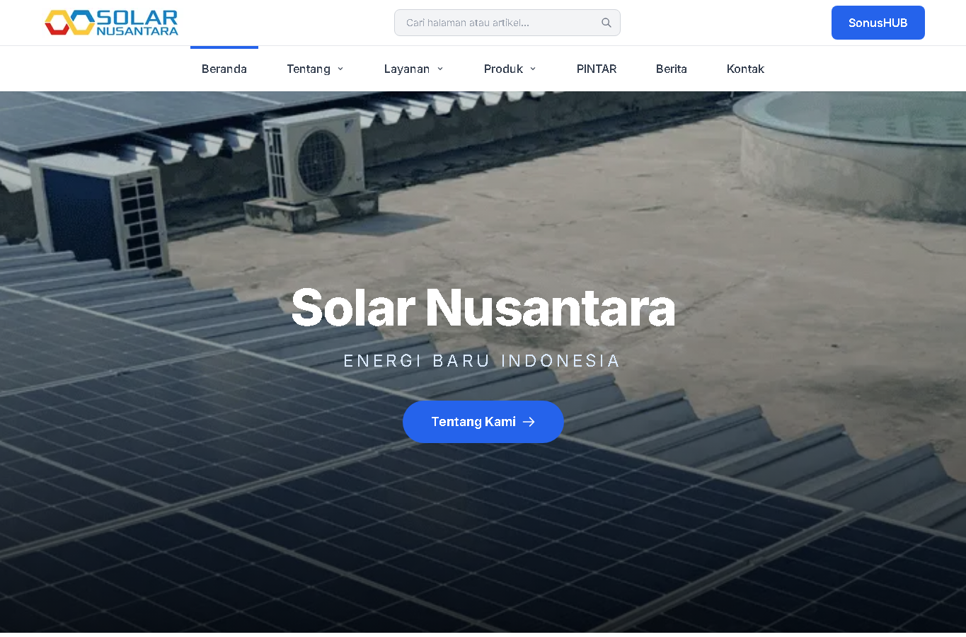Solar Nusantara website screenshot