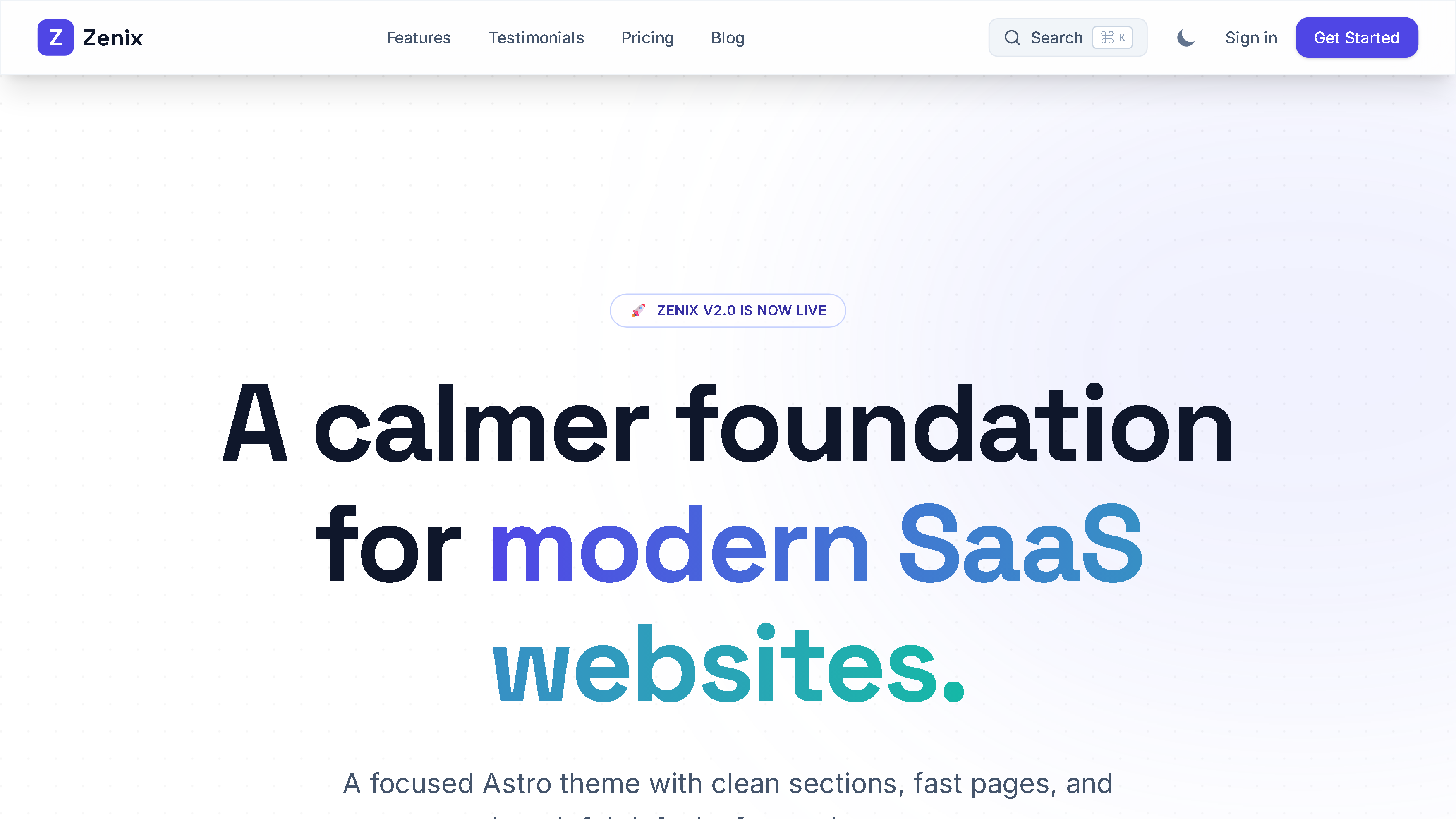 Zenix Theme website screenshot